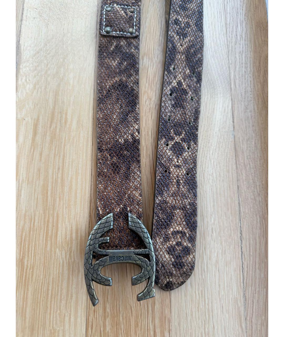 JUST CAVALLI Коричневый ремень из экзотической кожи, фото 5