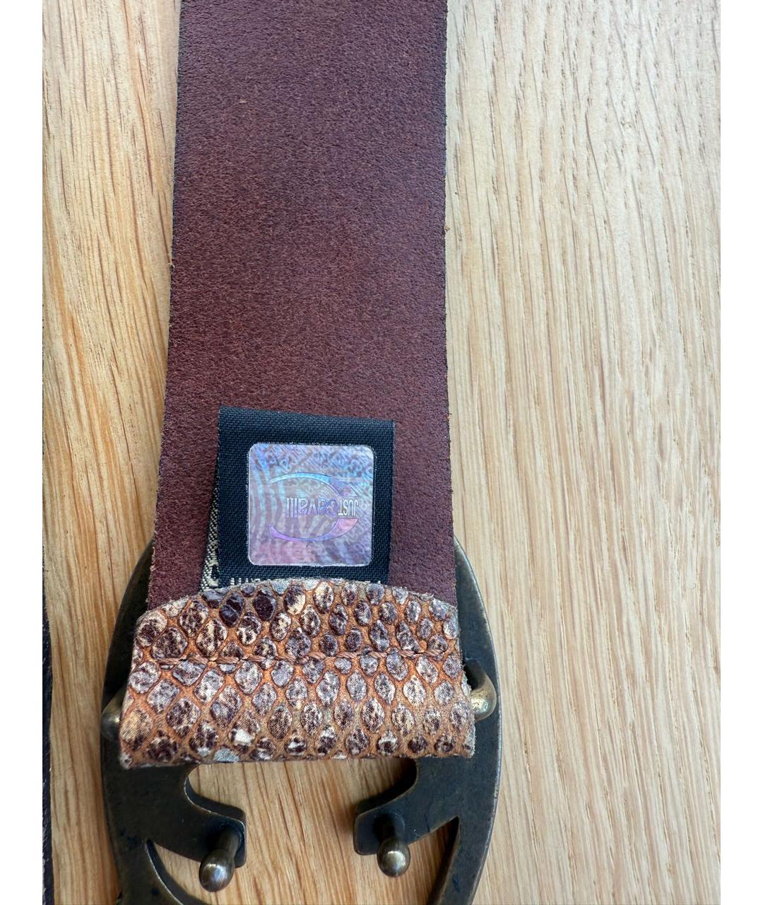 JUST CAVALLI Коричневый ремень из экзотической кожи, фото 4