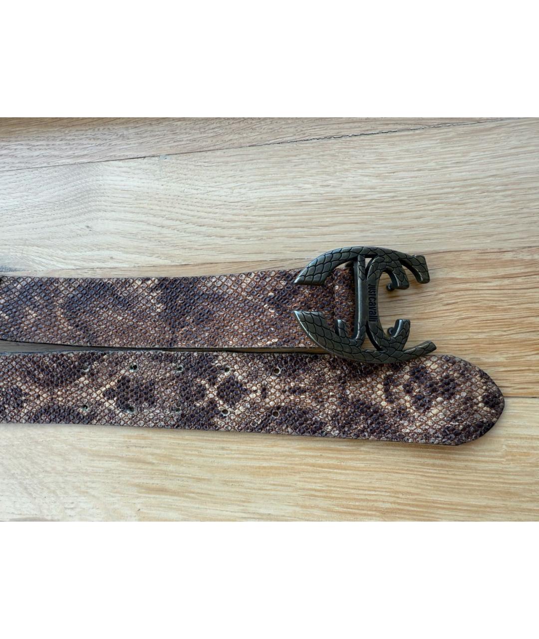 JUST CAVALLI Коричневый ремень из экзотической кожи, фото 2