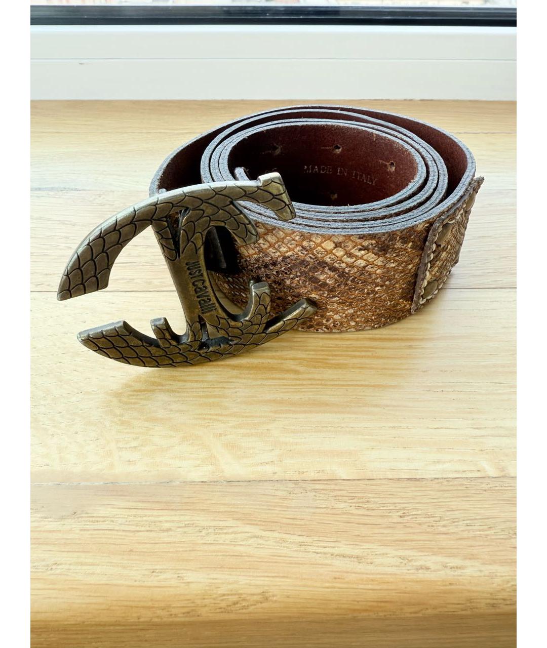 JUST CAVALLI Коричневый ремень из экзотической кожи, фото 7
