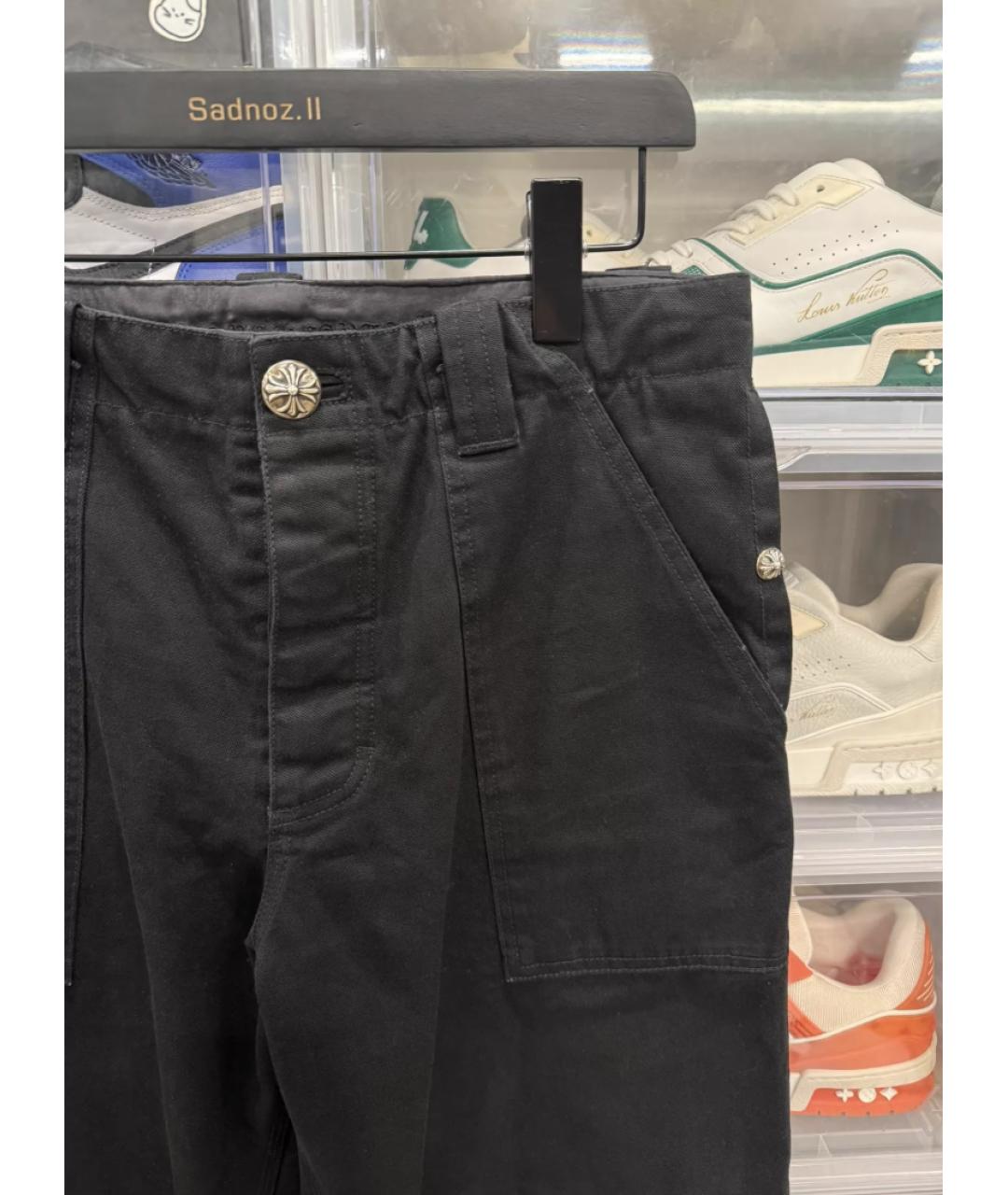CHROME HEARTS Черные хлопковые повседневные брюки, фото 5