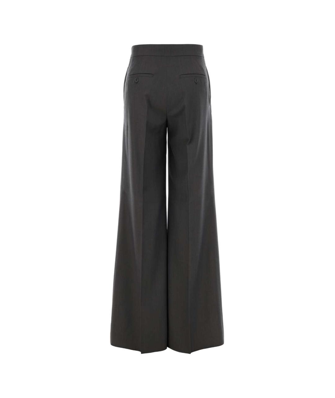 MAX MARA Серые шерстяные прямые брюки, фото 2