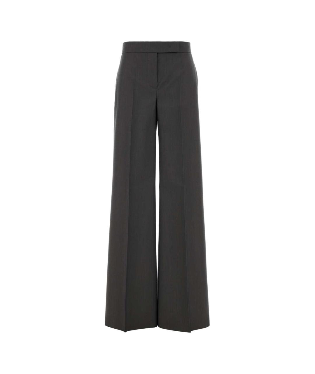 MAX MARA Серые шерстяные прямые брюки, фото 1