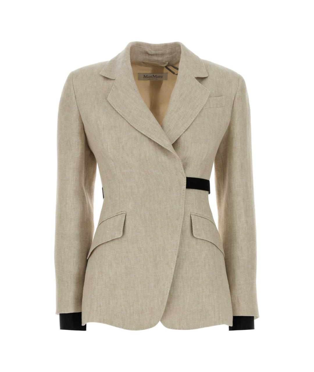 MAX MARA Бежевый льняной жакет/пиджак, фото 1