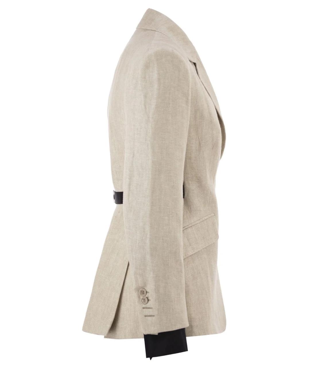 MAX MARA Бежевый льняной жакет/пиджак, фото 3