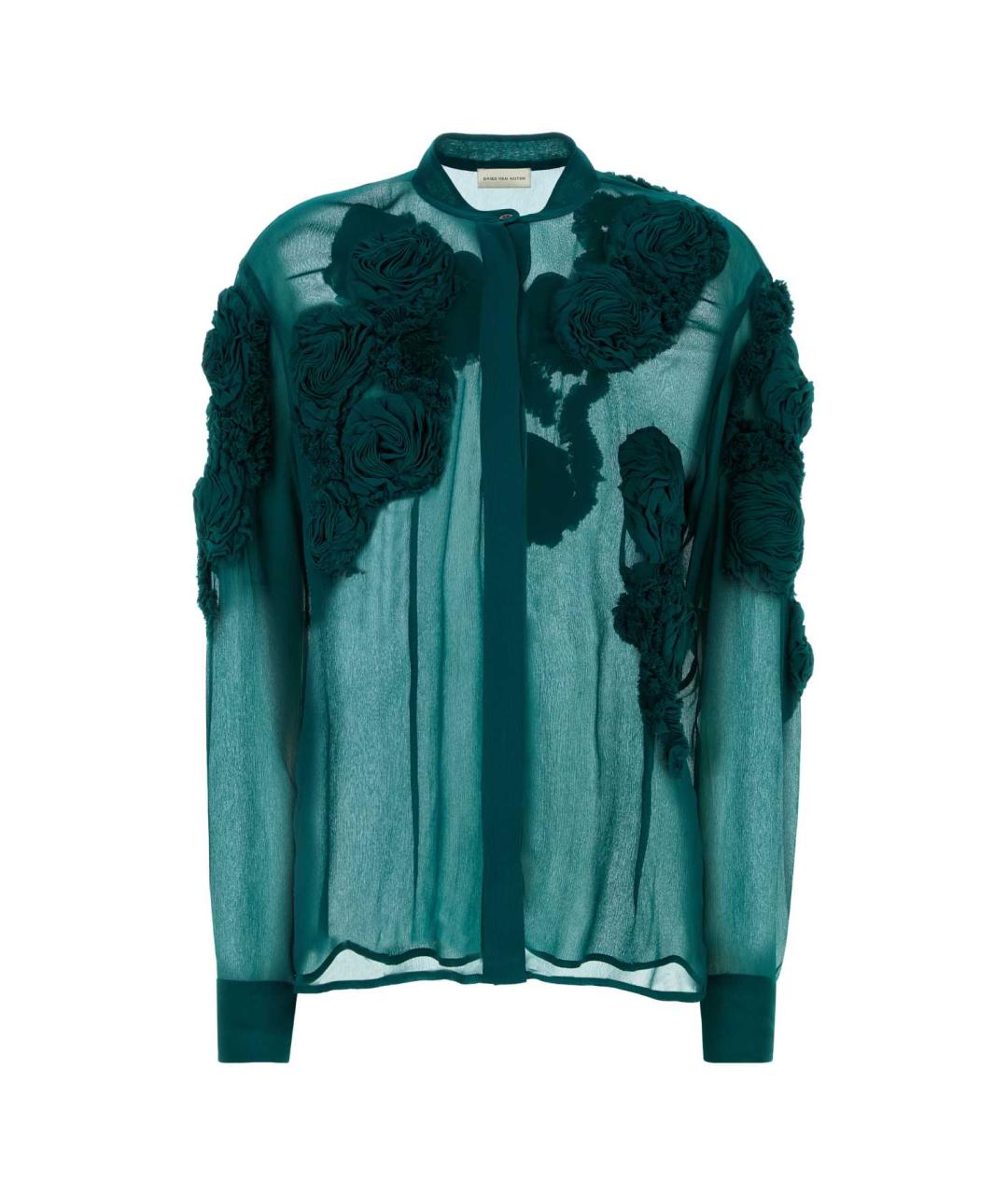 DRIES VAN NOTEN Бирюзовая вискозная рубашка, фото 1