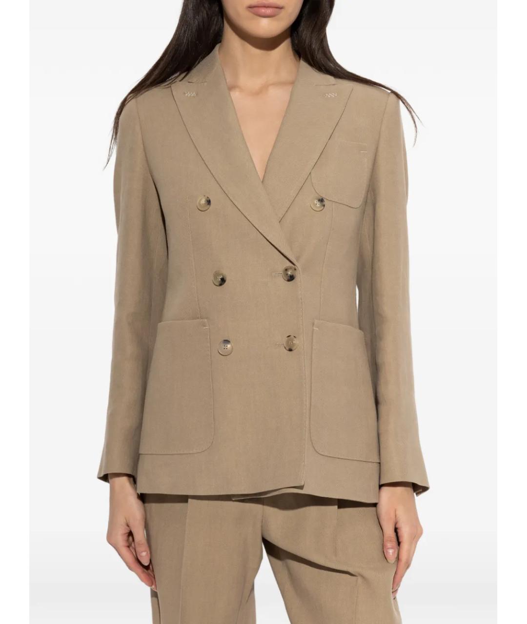 MAX MARA Бежевый вискозный жакет/пиджак, фото 3