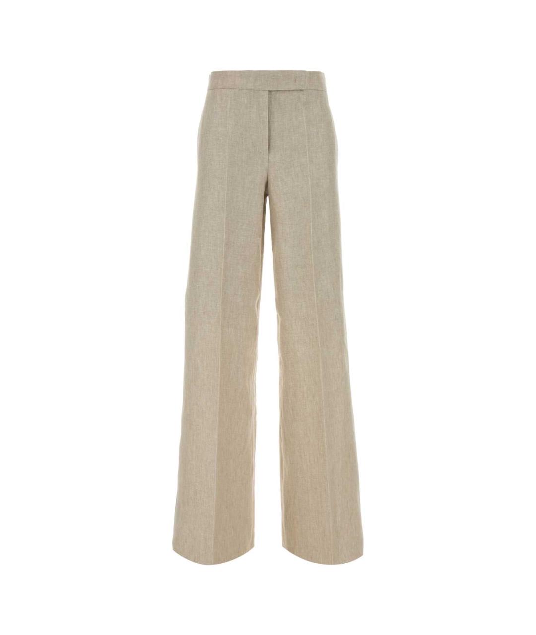 MAX MARA Бежевые льняные прямые брюки, фото 1