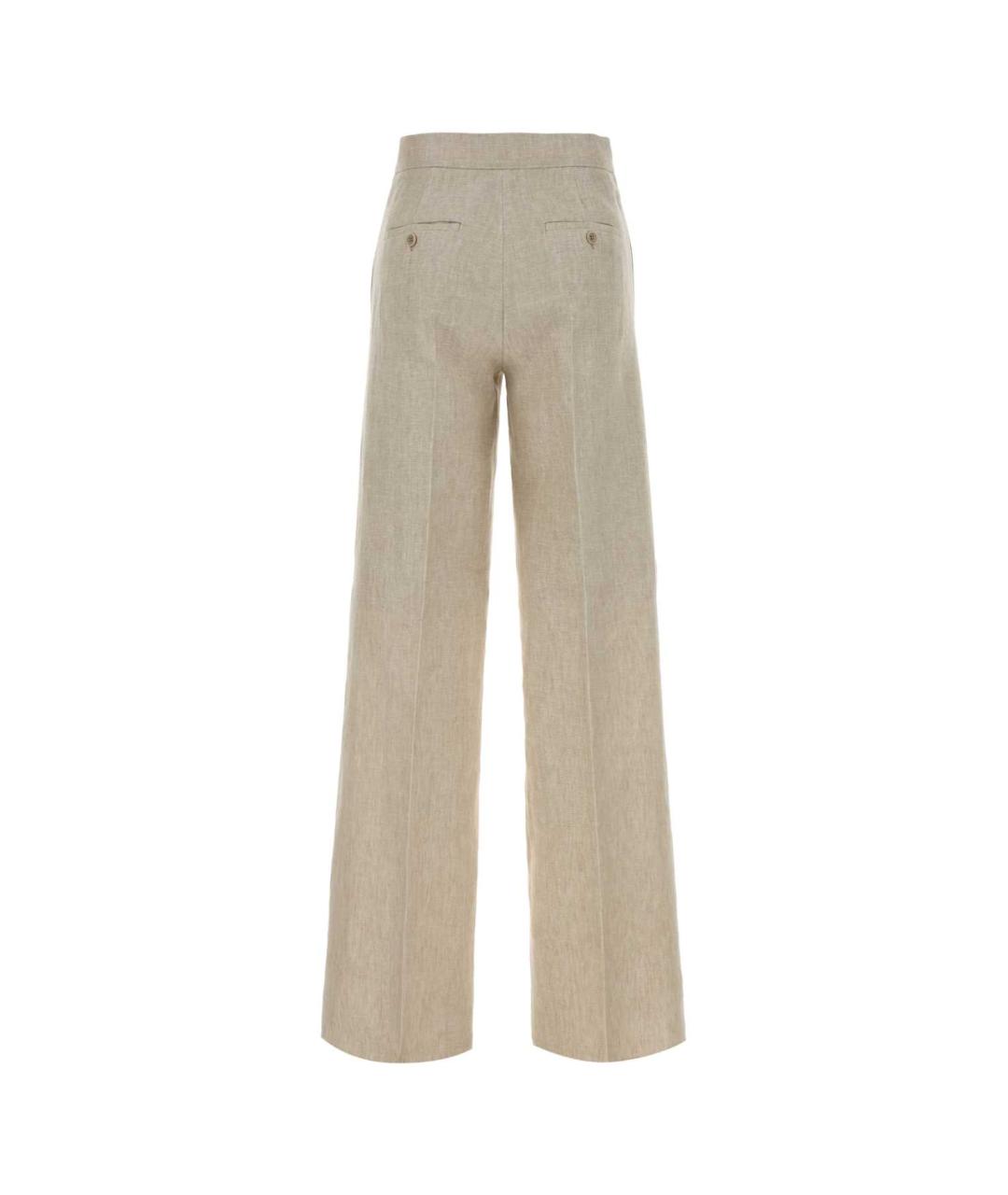 MAX MARA Бежевые льняные прямые брюки, фото 2