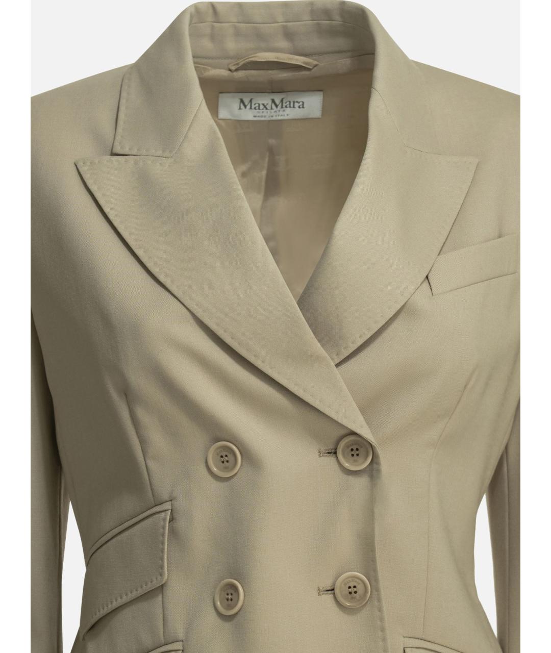 MAX MARA Бежевый шерстяной жакет/пиджак, фото 3