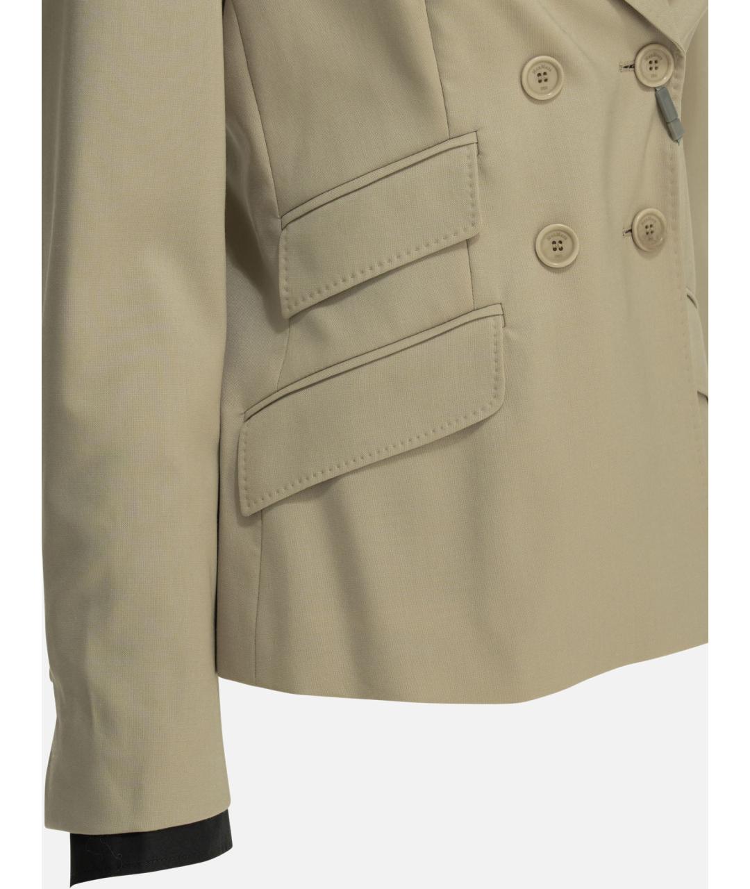 MAX MARA Бежевый шерстяной жакет/пиджак, фото 4