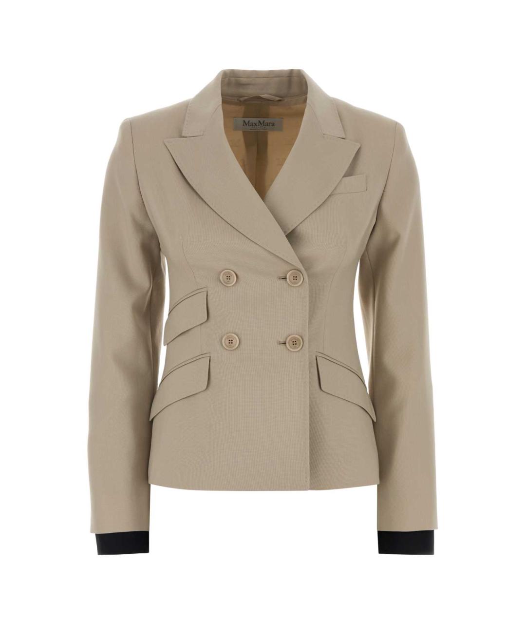 MAX MARA Бежевый шерстяной жакет/пиджак, фото 1