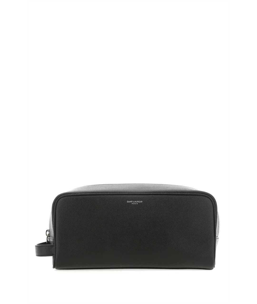 SAINT LAURENT Черная кожаная косметичка, фото 1