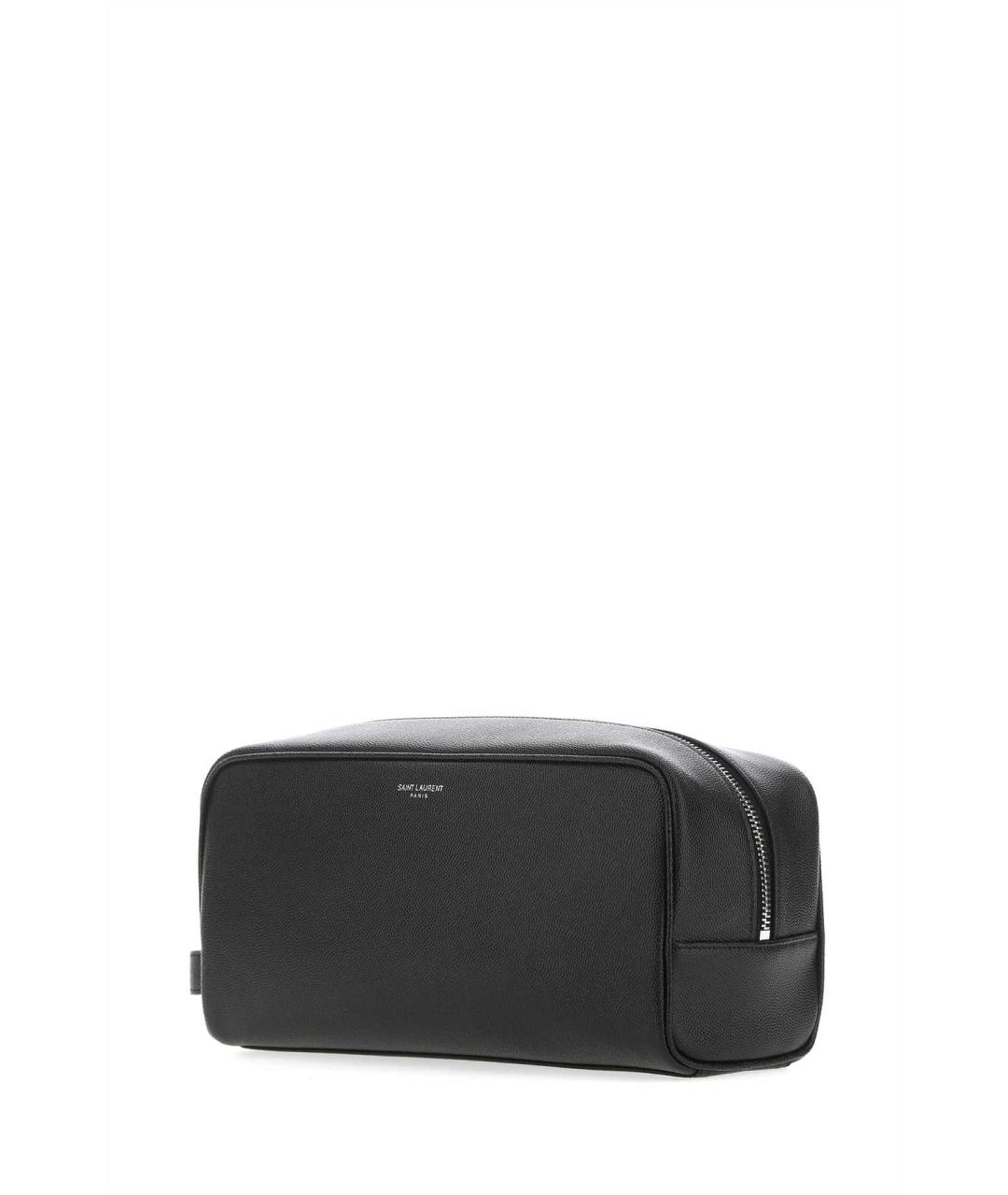 SAINT LAURENT Черная кожаная косметичка, фото 2
