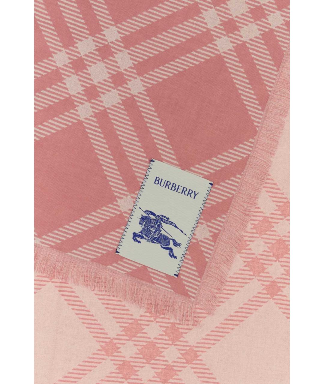 BURBERRY Розовый шерстяной шарф, фото 2