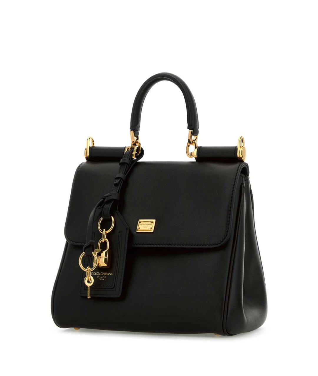 DOLCE&GABBANA Черная кожаная сумка тоут, фото 2