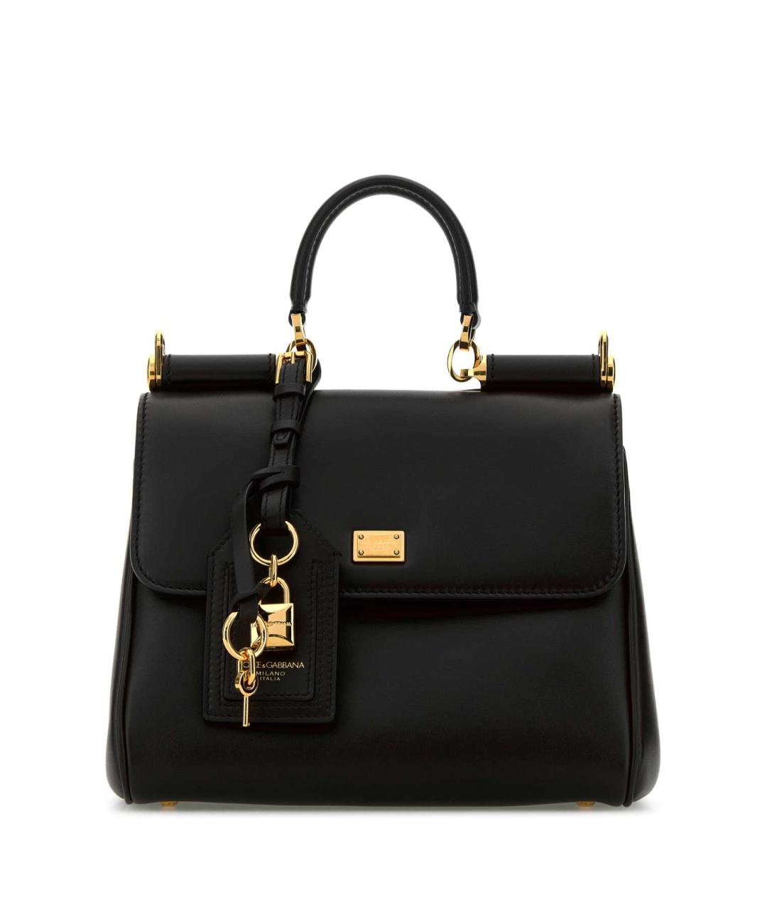 DOLCE&GABBANA Черная кожаная сумка тоут, фото 1