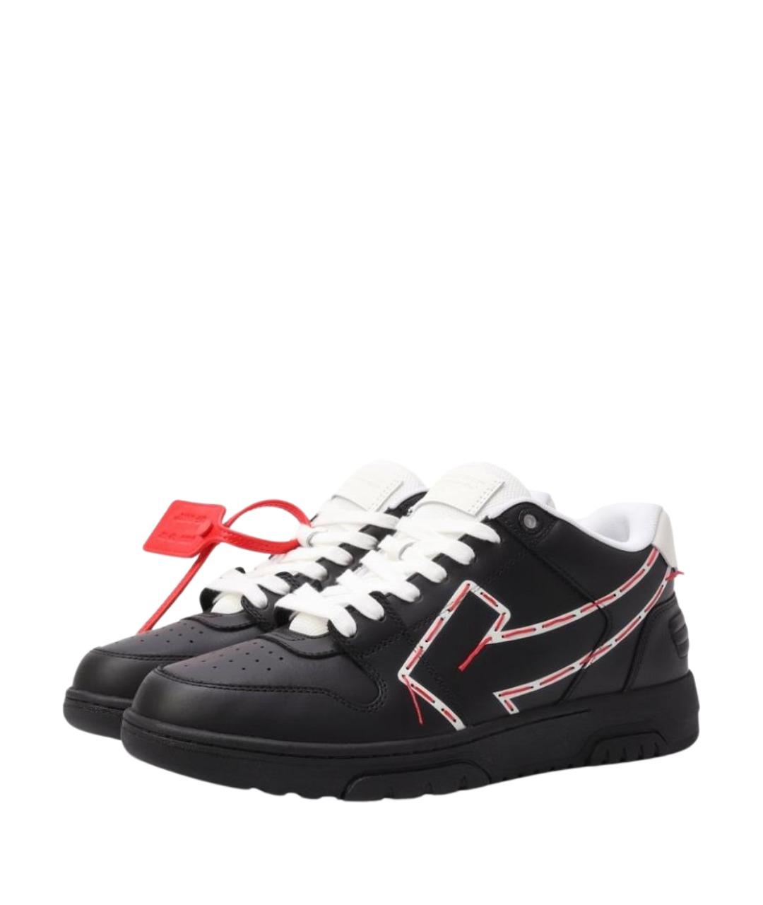 OFF-WHITE Черные кожаные низкие кроссовки / кеды, фото 3