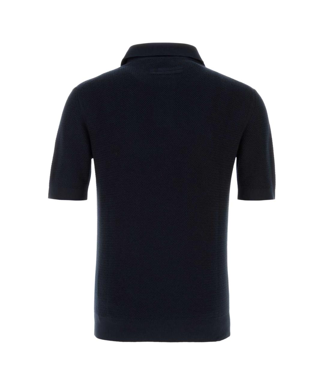 ZEGNA Синее хлопковое поло с коротким рукавом, фото 2