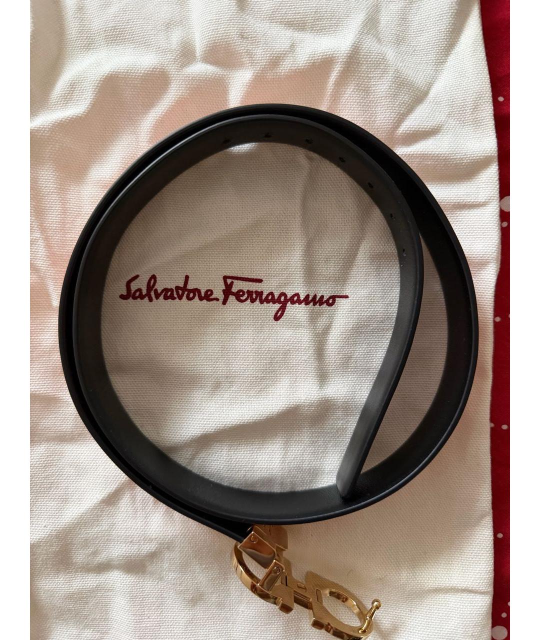 FERRAGAMO Черный кожаный ремень, фото 2