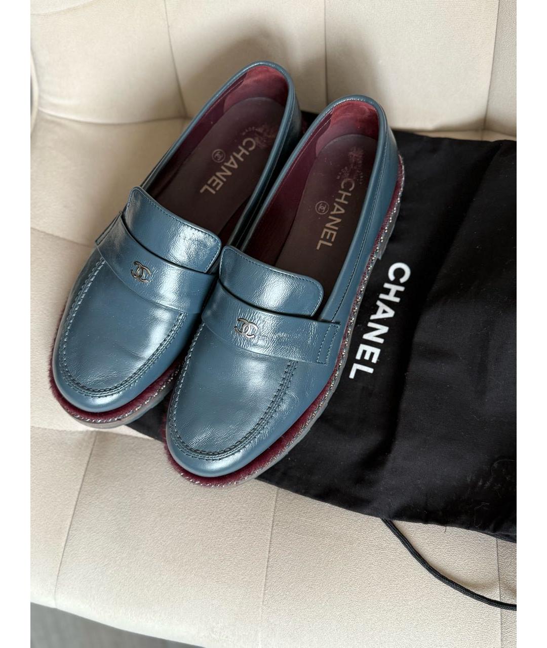 CHANEL Синие кожаные лоферы, фото 2
