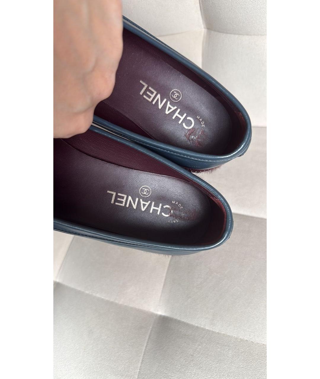 CHANEL Синие кожаные лоферы, фото 8