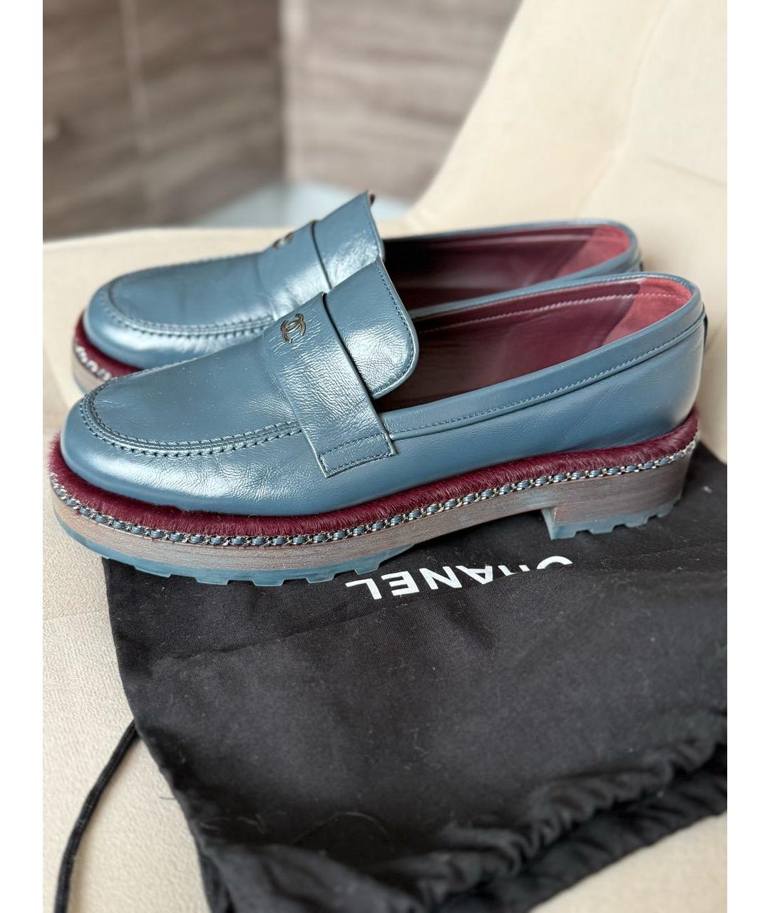 CHANEL Синие кожаные лоферы, фото 9