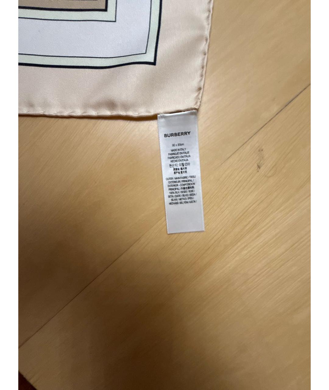BURBERRY Бежевый шелковый платок, фото 3