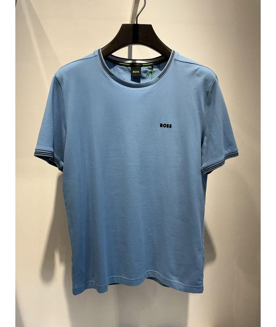 HUGO BOSS Голубая хлопковая футболка, фото 2