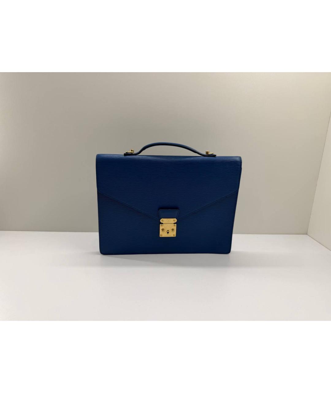 LOUIS VUITTON Синий кожаный портфель, фото 10