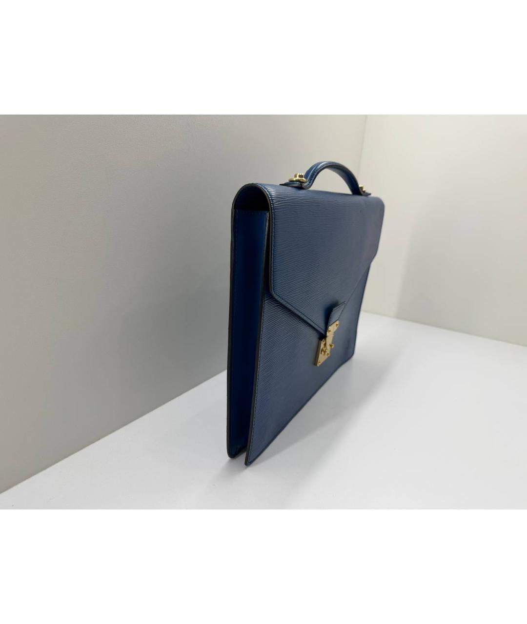 LOUIS VUITTON Синий кожаный портфель, фото 5