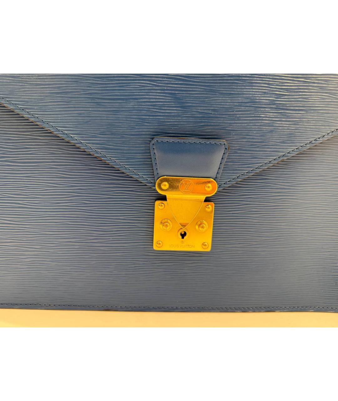LOUIS VUITTON Синий кожаный портфель, фото 3
