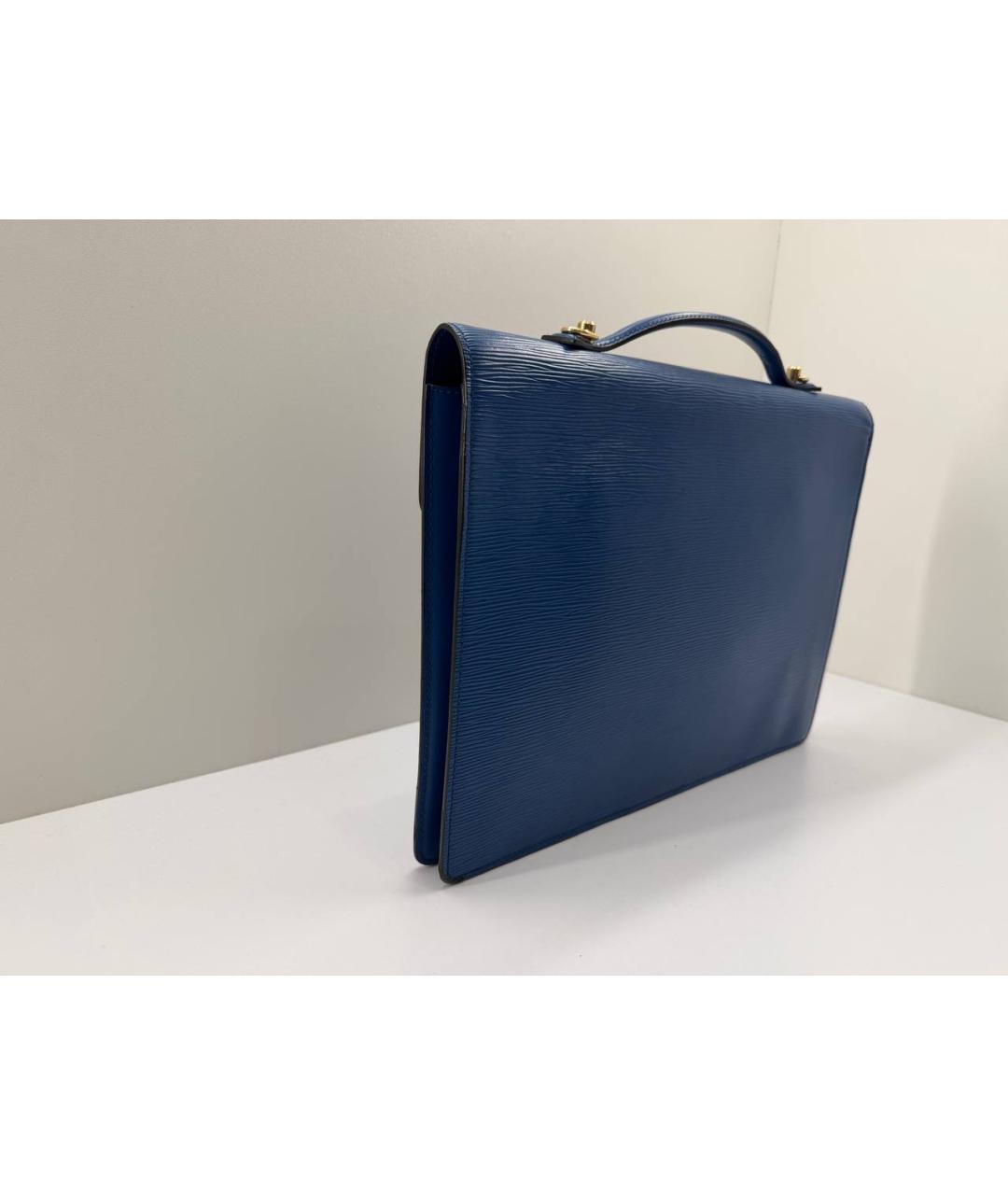 LOUIS VUITTON Синий кожаный портфель, фото 8