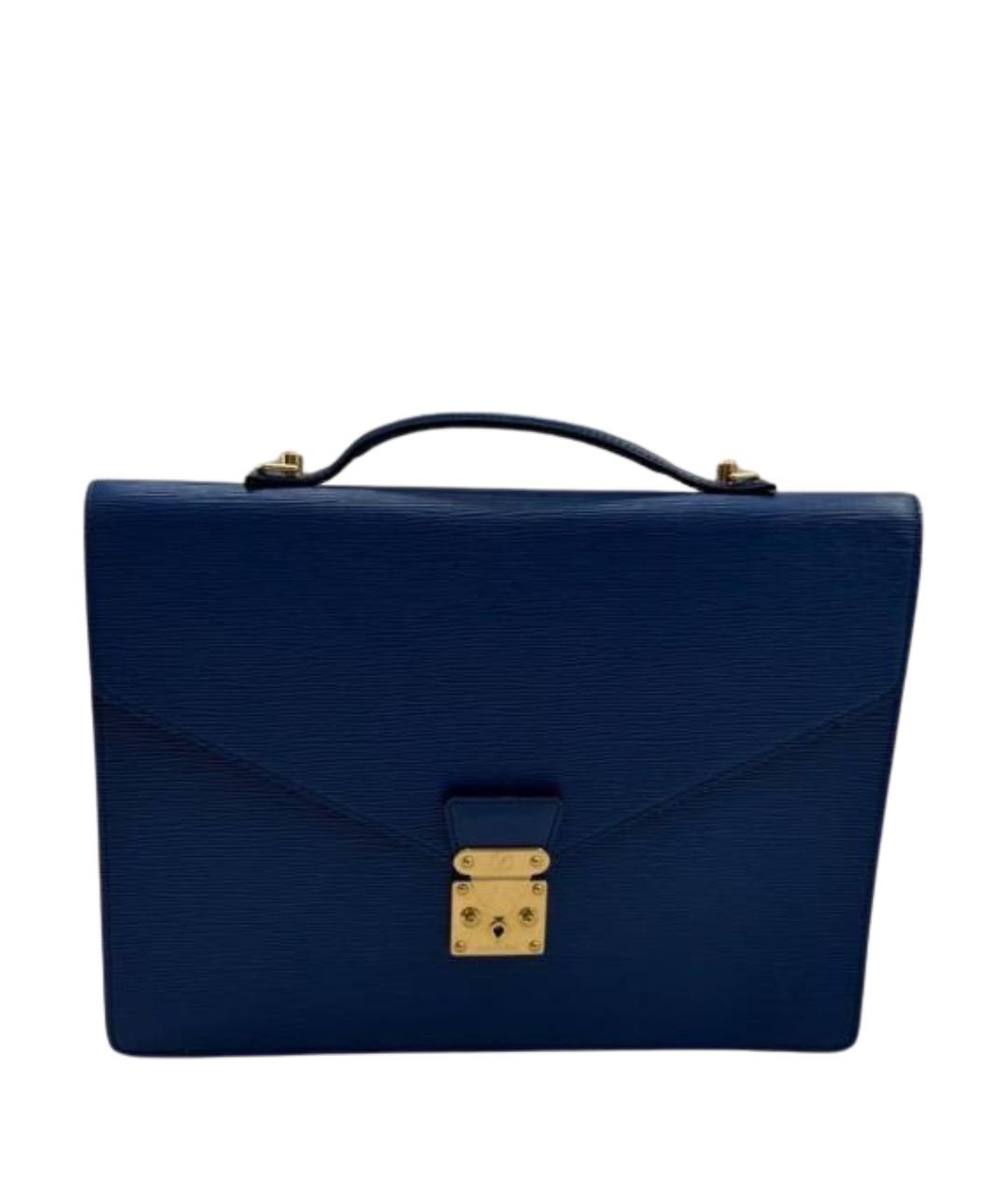 LOUIS VUITTON Синий кожаный портфель, фото 1