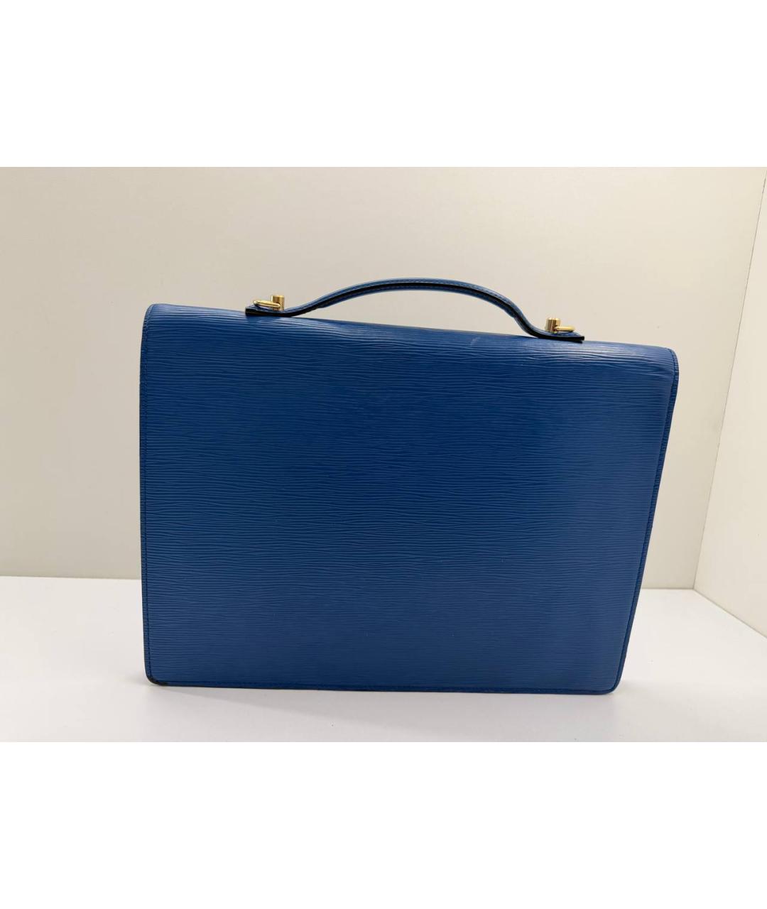 LOUIS VUITTON Синий кожаный портфель, фото 7