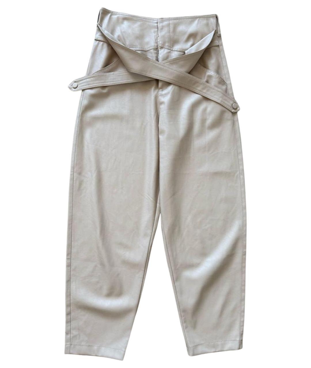 PINKO Бежевые полиэстеровые брюки узкие, фото 1