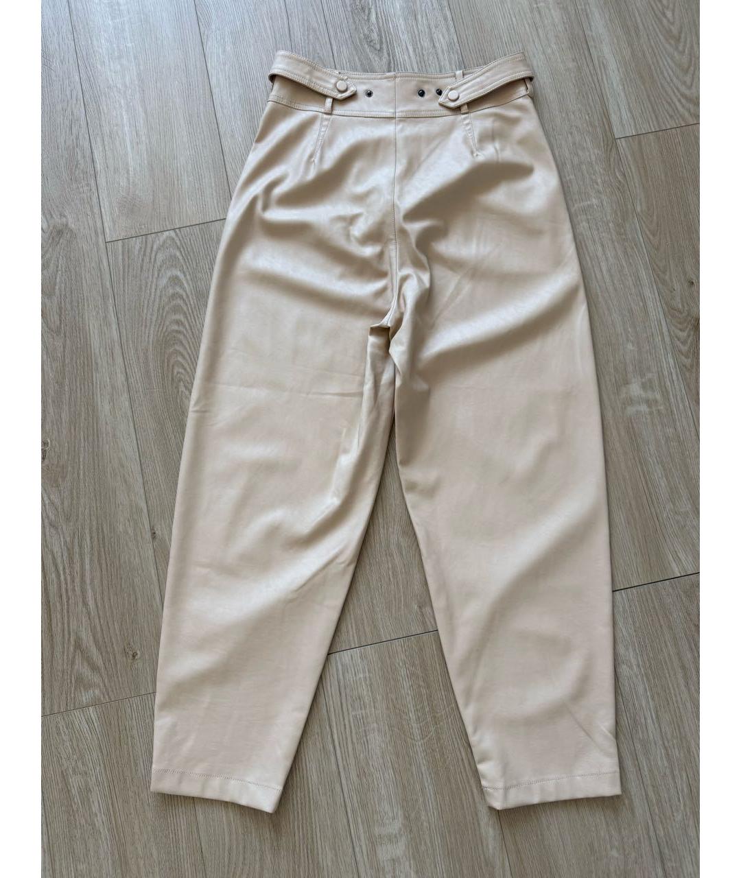 PINKO Бежевые полиэстеровые брюки узкие, фото 2