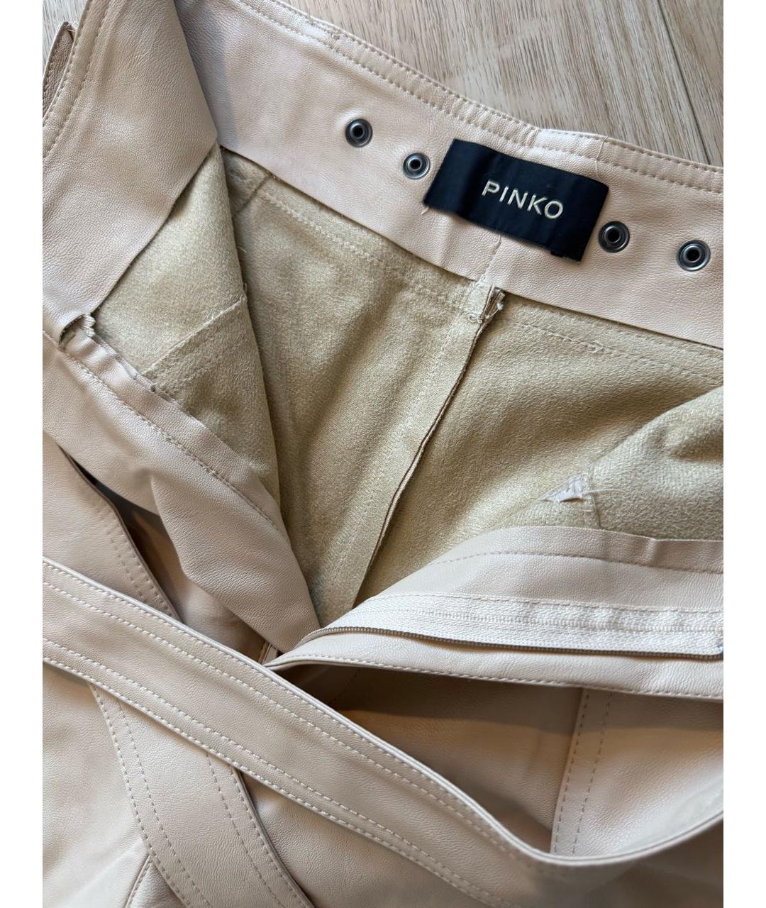 PINKO Бежевые полиэстеровые брюки узкие, фото 4