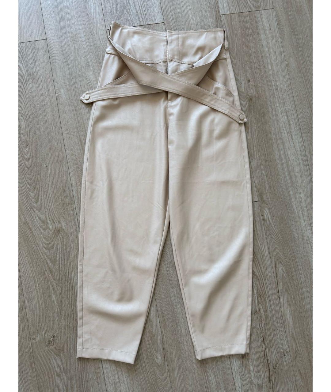 PINKO Бежевые полиэстеровые брюки узкие, фото 6