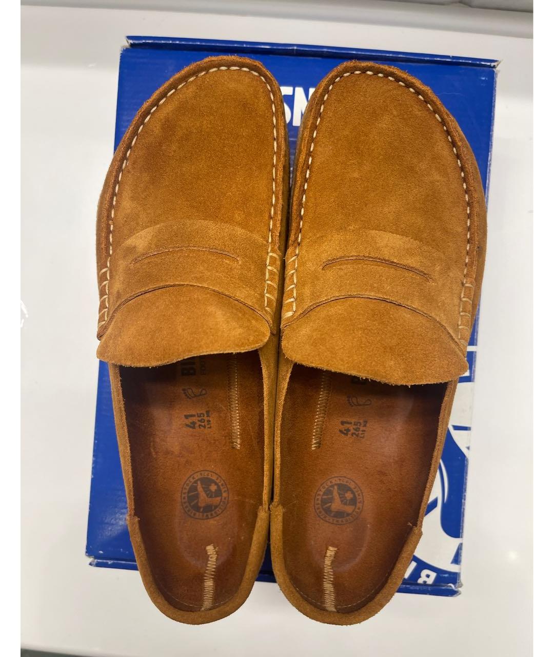 BIRKENSTOCK Горчичные замшевые шлепанцы, фото 3