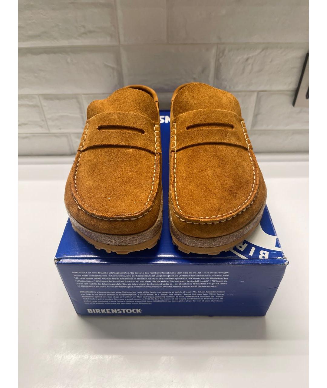 BIRKENSTOCK Горчичные замшевые шлепанцы, фото 2