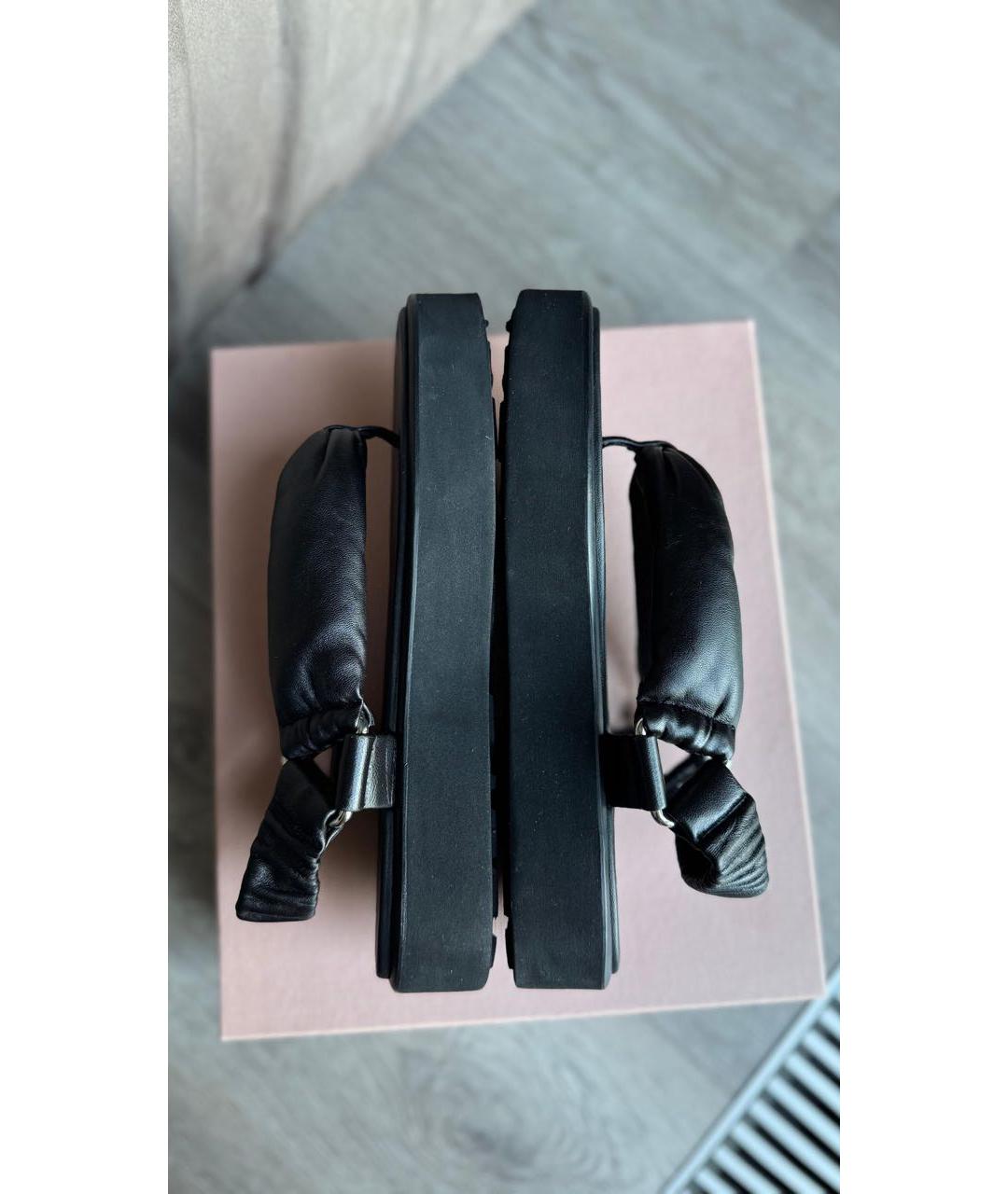 MIU MIU Черные кожаные сандалии, фото 5