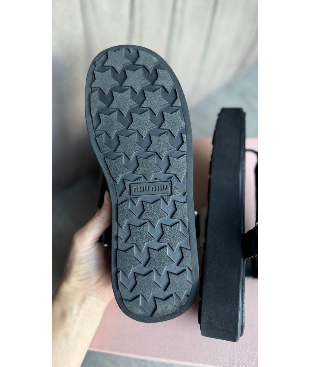 MIU MIU Черные кожаные сандалии, фото 3