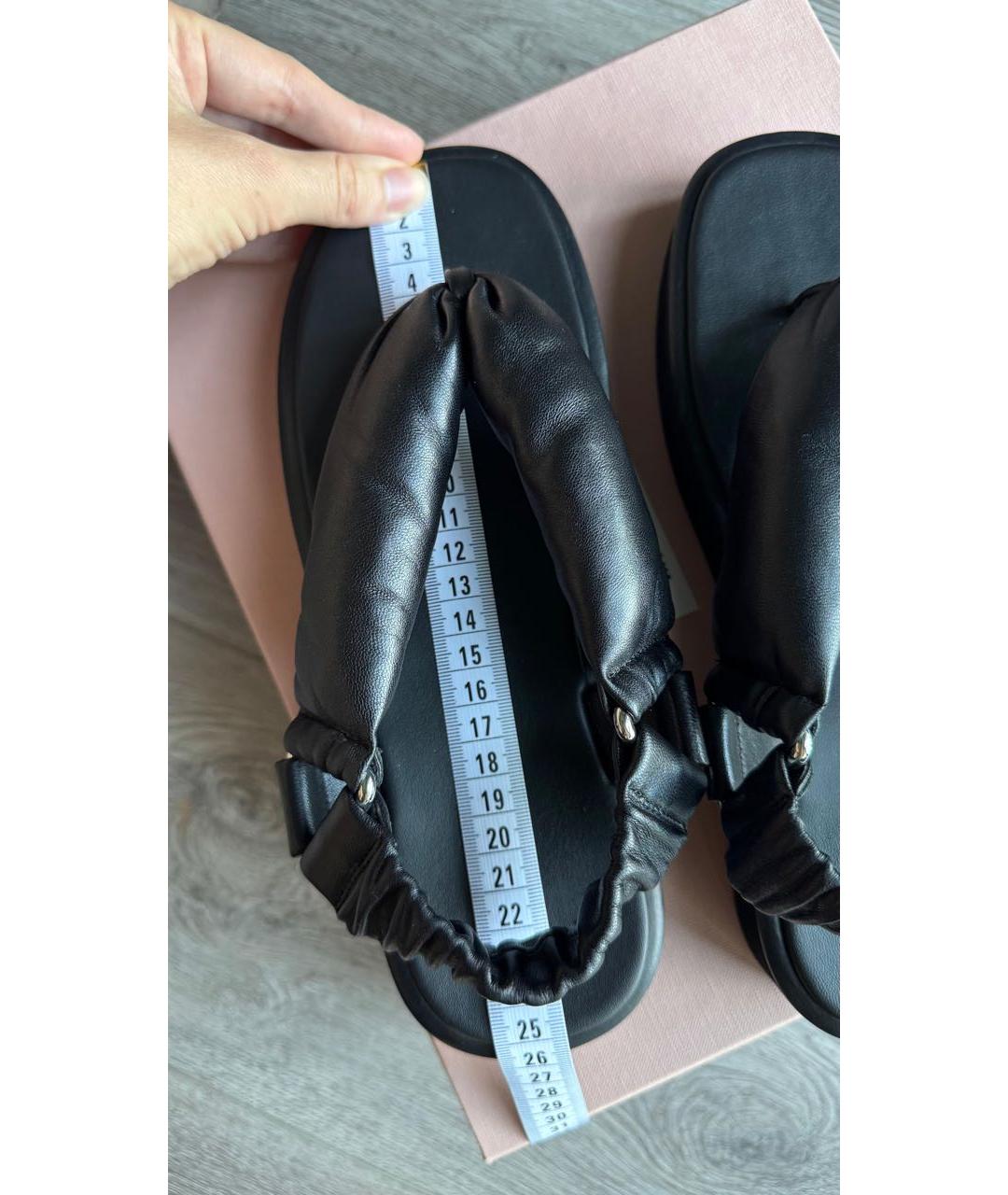 MIU MIU Черные кожаные сандалии, фото 4