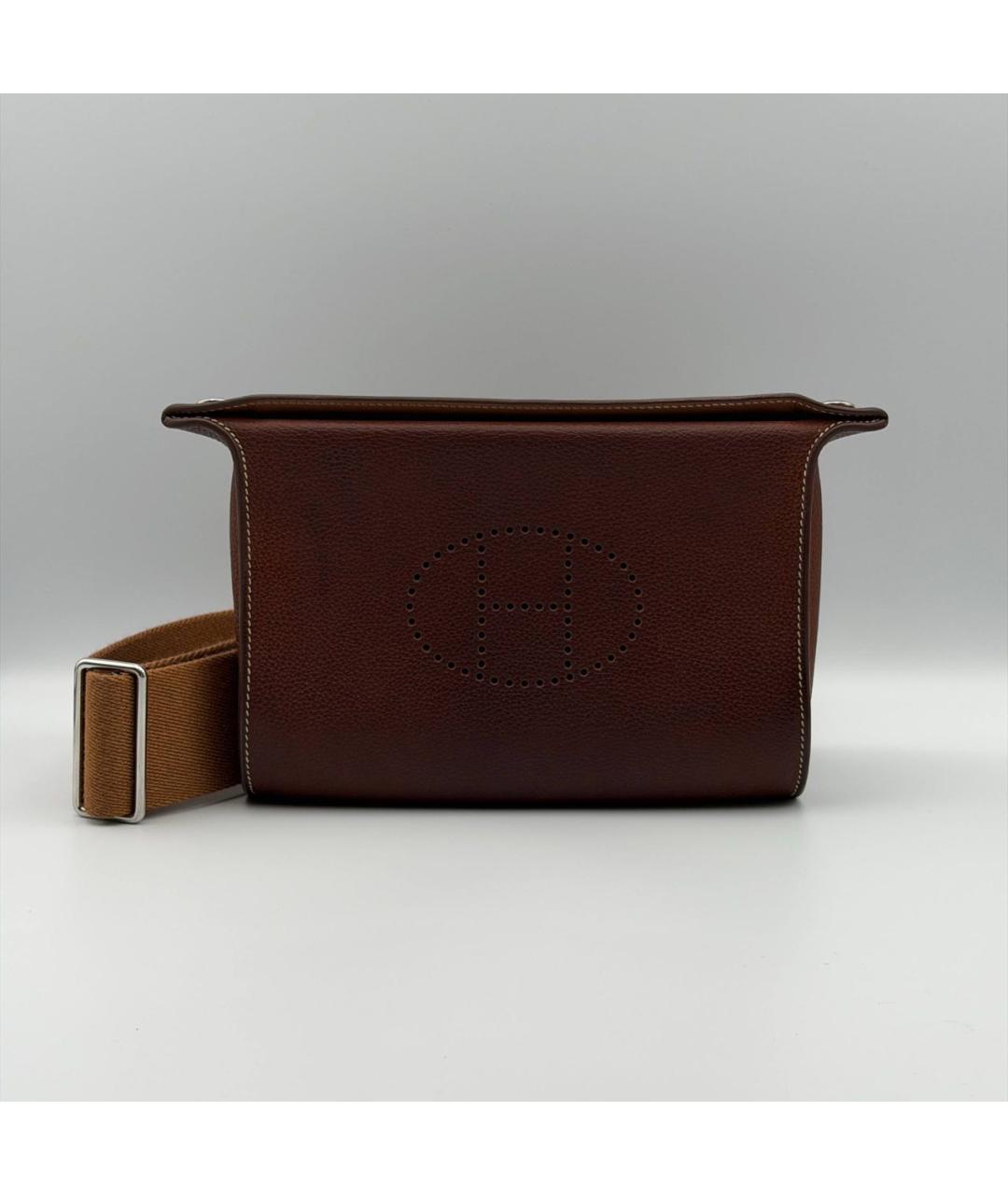 HERMES Коричневая кожаная сумка на плечо, фото 4