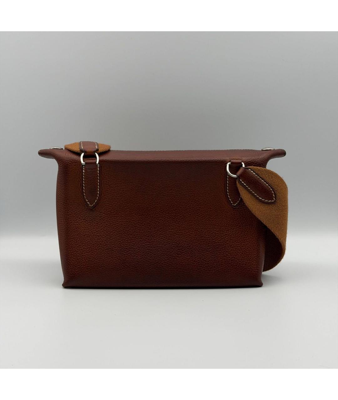 HERMES Коричневая кожаная сумка на плечо, фото 3