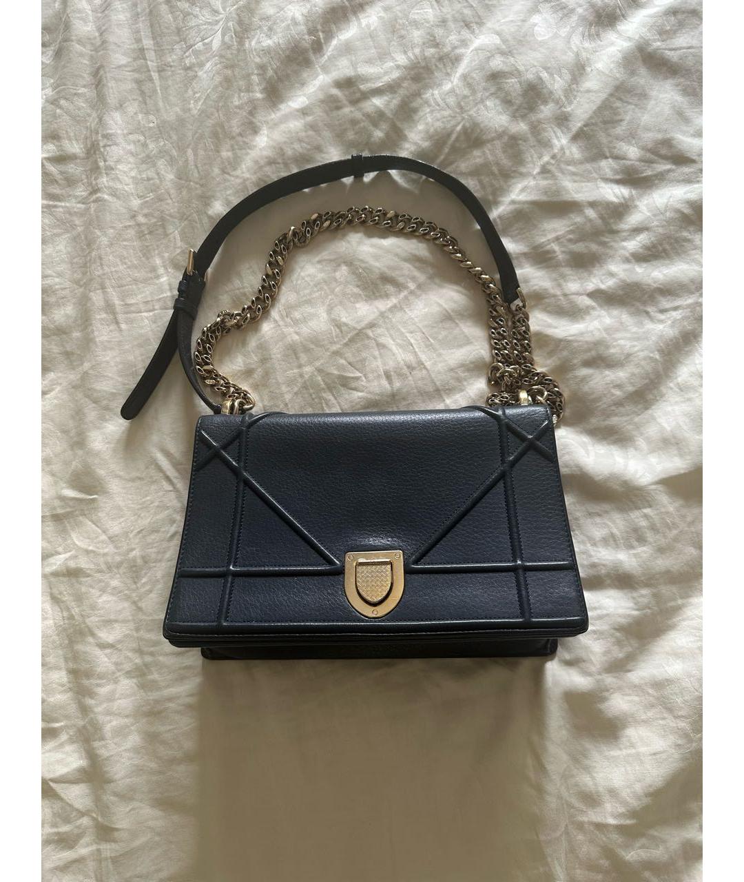 CHRISTIAN DIOR Темно-синяя кожаная сумка через плечо, фото 5