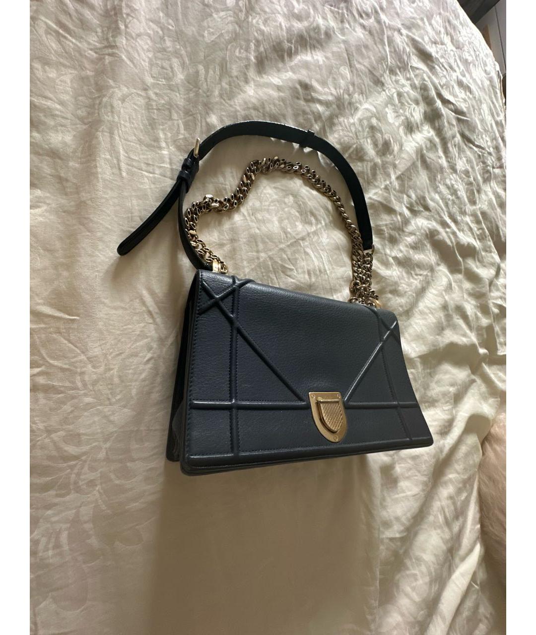 CHRISTIAN DIOR Темно-синяя кожаная сумка через плечо, фото 2