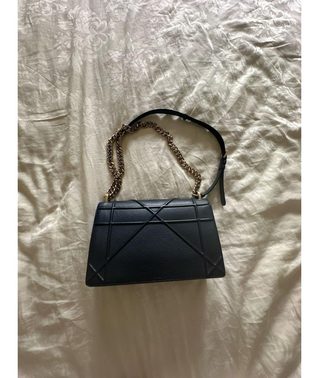 CHRISTIAN DIOR Темно-синяя кожаная сумка через плечо, фото 3