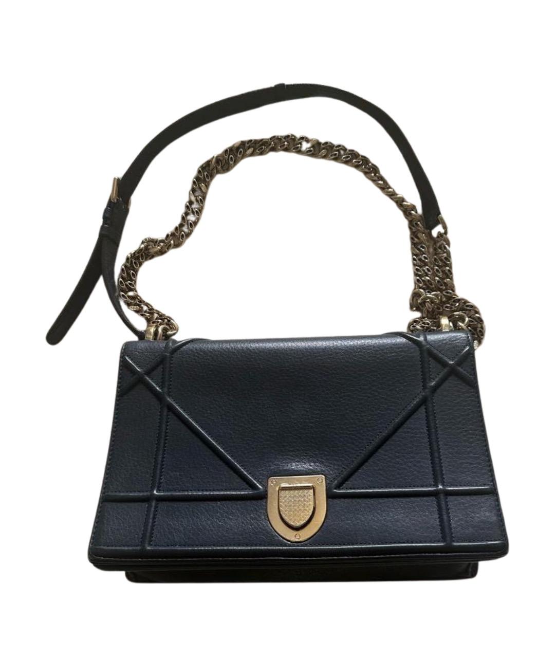 CHRISTIAN DIOR Темно-синяя кожаная сумка через плечо, фото 1